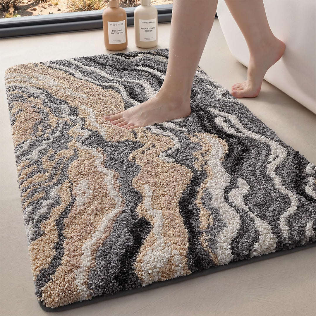 DEXI Badematte rutschfest 50 x 80 cm, waschbar Badezimmerteppich weich Badteppich Mikrofaser Saugfäh