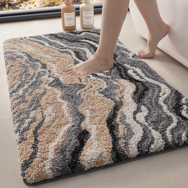 DEXI Badematte rutschfest 50 x 80 cm, waschbar Badezimmerteppich weich Badteppich Mikrofaser Saugfäh