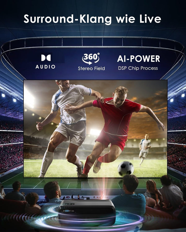 4K Beamer Tragbar Smart APP Zertifiziert Android OS Projektors mit Voice Assistant WiFi 6 Bluetooth5