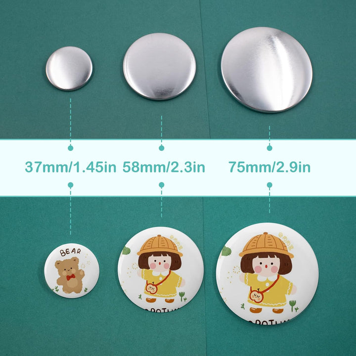 100 Stück 75mm Leere Schaltfläche Abzeichen Button Abzeichen Teile Set Runde Knopfteile Supplies But
