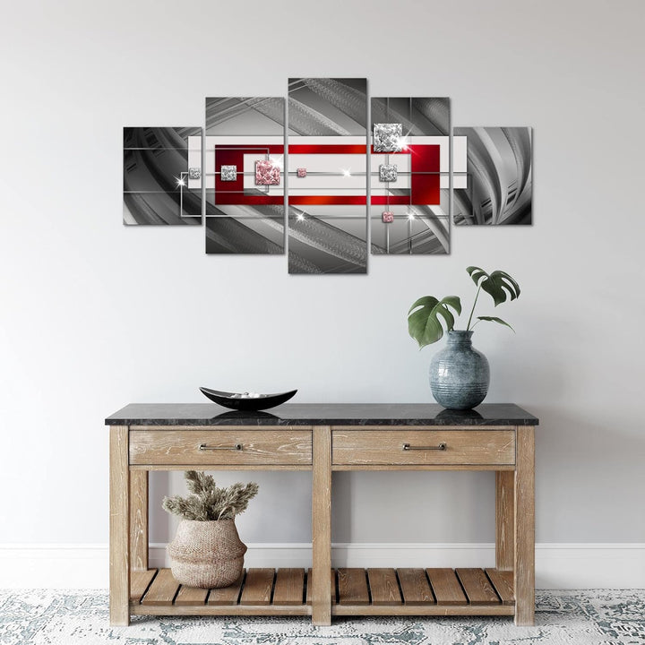 Runa Art Wandbilder Abstrakt 5 Teilig Bild auf Vlies Leinwand Deko Wohnzimmer Schlafzimmer Diamant G