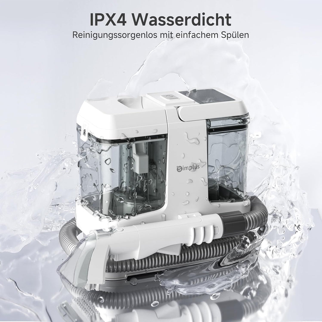 SIMPLUS Waschsauger Polsterreiniger Gerät, 12000Pa Teppichreiniger mit 2-Tank System, Kompakter Nass