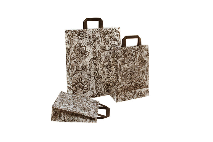 PGV Papiertragetaschen mit Flachhenkel Spitze SCHWARZ (18 + 8 x 22 cm, 100 Stück) 18 + 8 x 22 cm 100