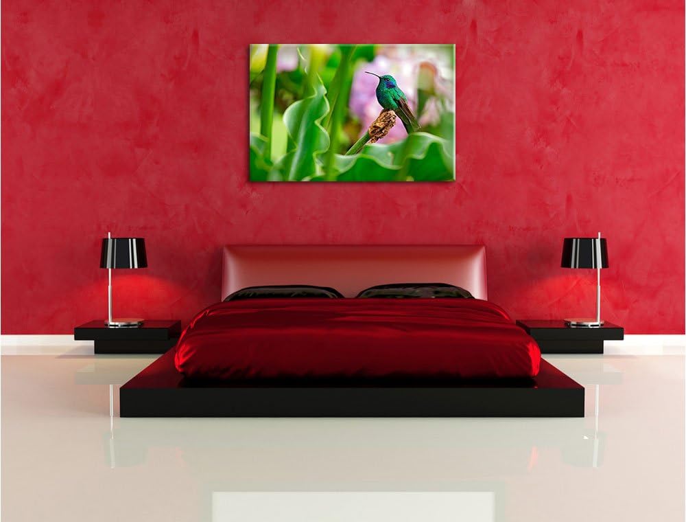 Pixxprint Kolibri in seinem Lebensraum als Leinwandbild/Grösse: 100x70 cm/Wandbild/Kunstdruck/fertig
