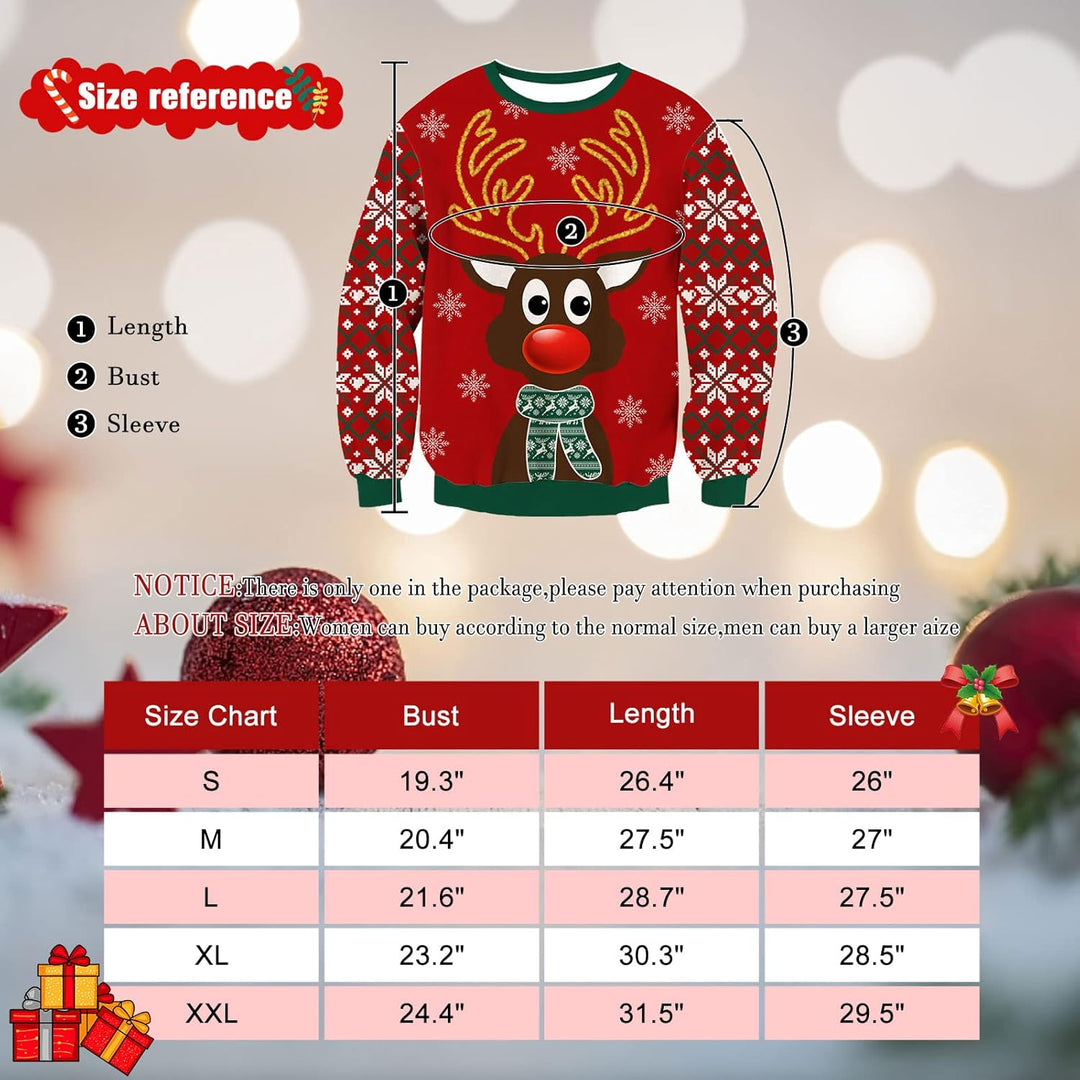Freshhoodies Unisex Strickpullover Weihnachtspullover Mit LED Leuchten Neuheit Ugly Weihnachtspulli