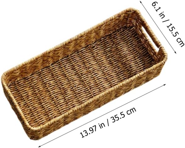 Zerodeko Geflochtener Rattanimitat Aufbewahrungskorb 15.5X35.5X9Cm Schreibtisch Organizer Für Kleini