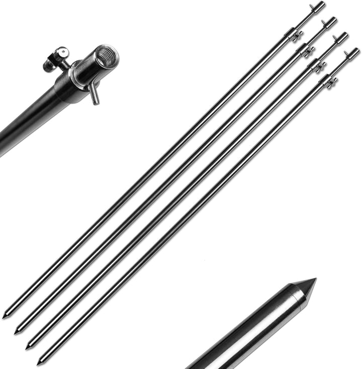 1-4 Stück Rutenhalter Bankstick Edelstahl Erdspeer Rod pod 50-90cm 75-120cm 4 Stück / 75 - 120cm, 4