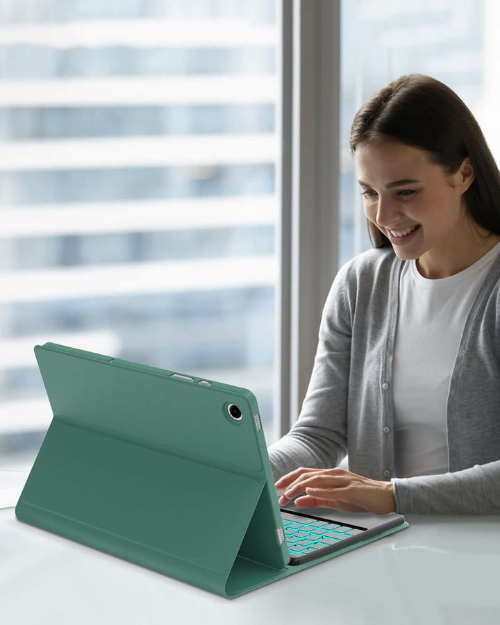 Hülle mit Tastatur für Samsung Galaxy Tab A9+ 11" (2023, SM-X210/X215/X216), Deutsch QWERTZ mit 7-Fa