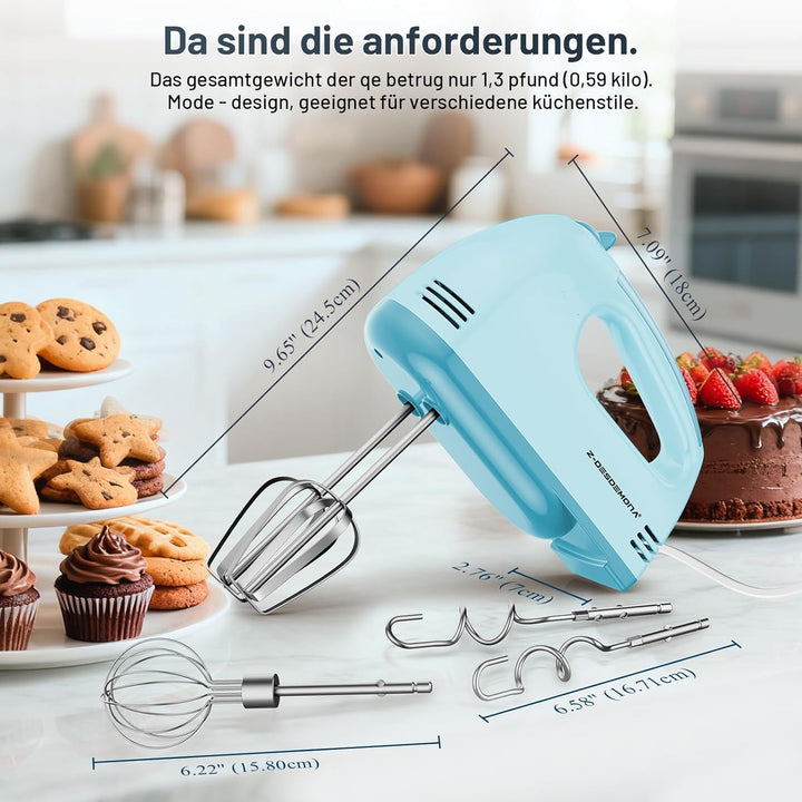 Elektrischer Handmixer, Kleine Lebensmittelmischer 7 Geschwindigkeiten Handmischer, 304 * (1 * Whisk