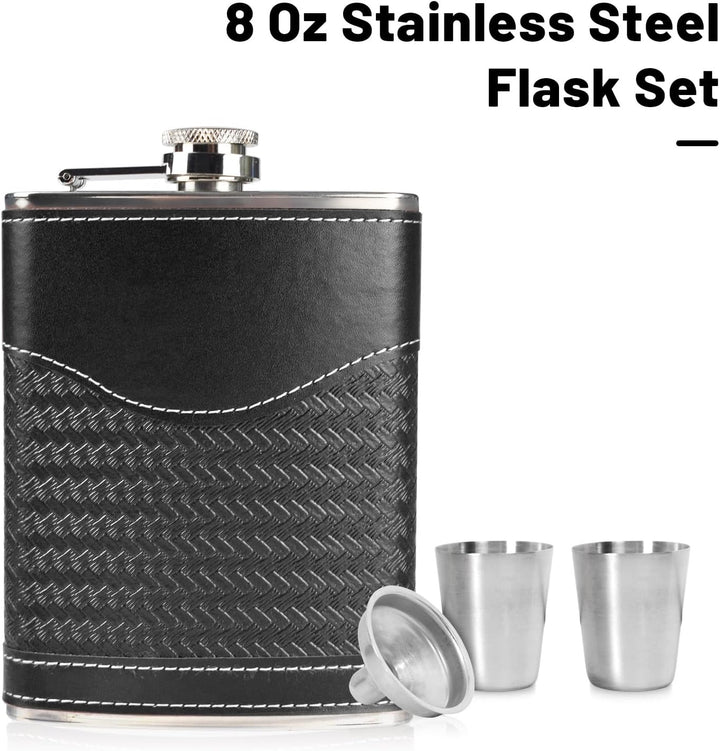 Flachmann-Set - 304 Edelstahl Mit Trichter, Schnapsgläser - Geschenk für Herren, Whiskey, Rum, Trauz