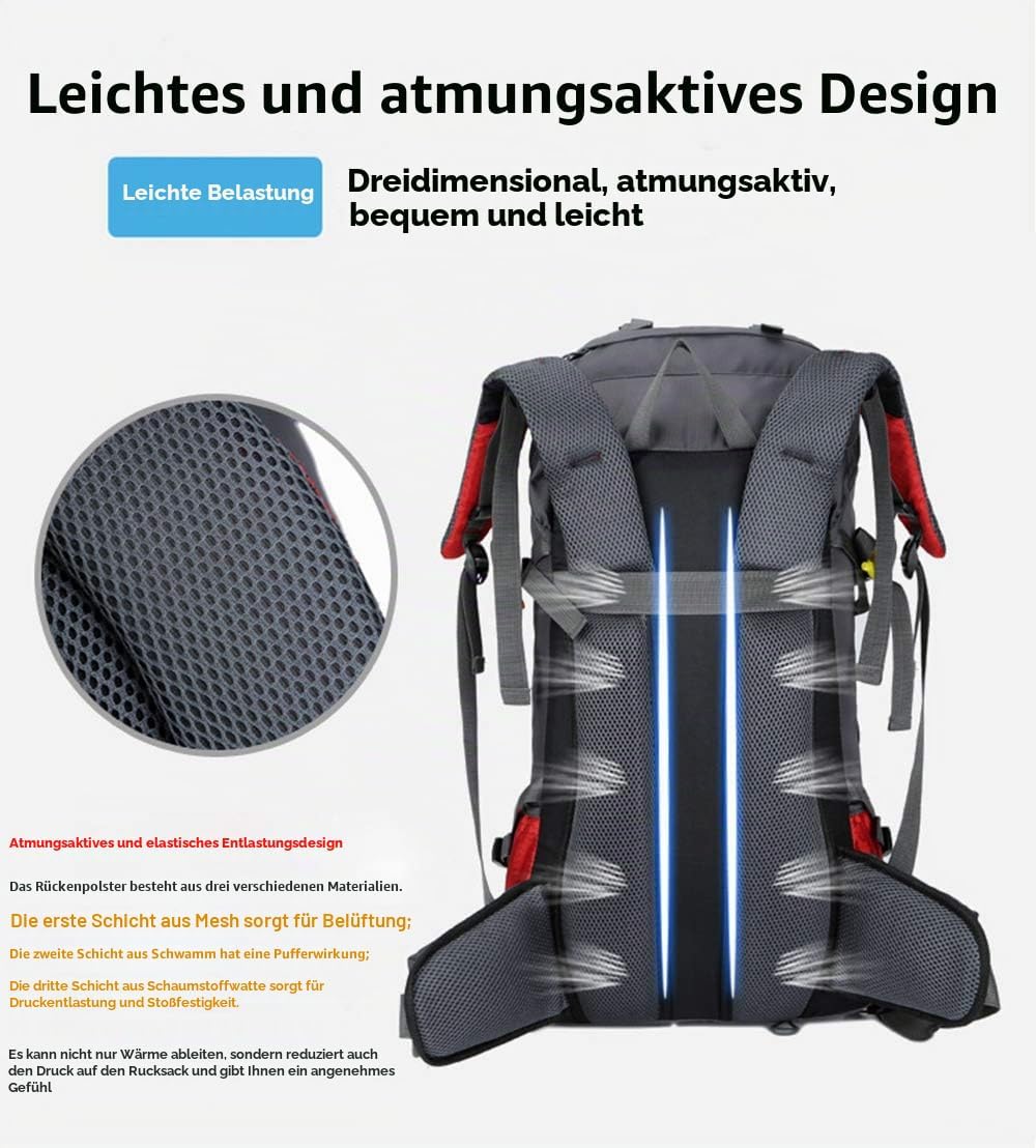 Bseash 60L Wasserdichter leichter Wanderrucksack mit Regenschutz, Outdoor Sport Tagesrucksack Multif