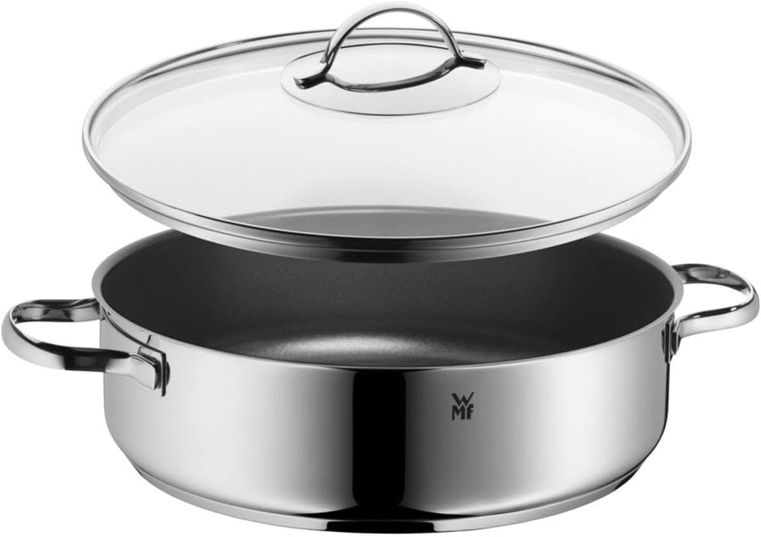 WMF Schmorpfanne 28cm Induktion, Schmortopf mit Deckel 5l, Cromargan Edelstahl beschichtet, backofen