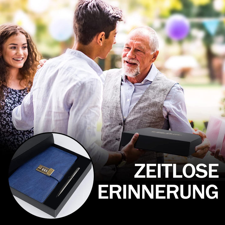 WEMATE Tagebuch mit Schloss, A5 PU Leder Journal mit Schloss 240 Seiten, Vintage Lock Journal mit St