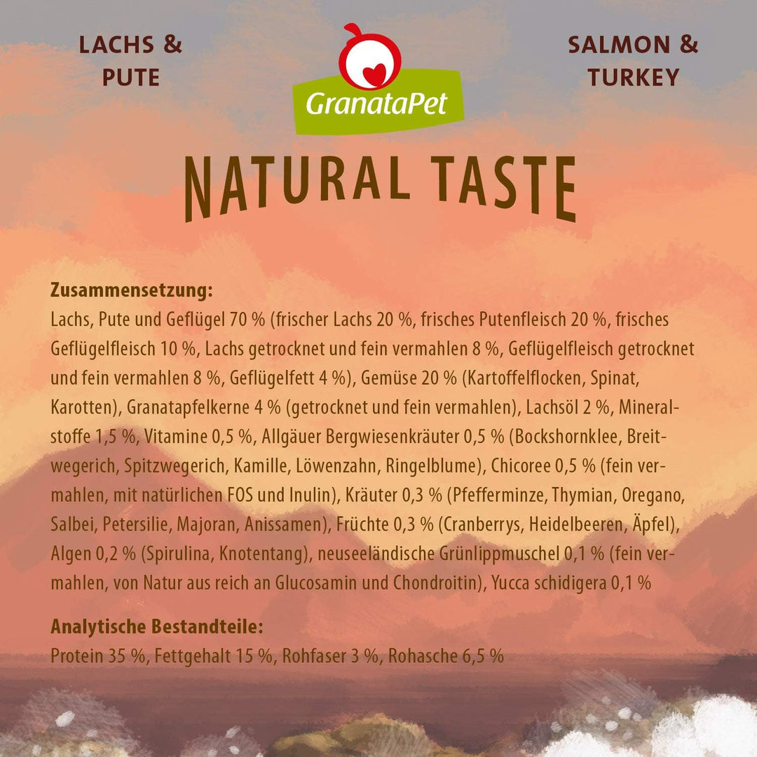 GranataPet Natural Taste Lachs &amp; Pute, 12 kg, Trockenfutter für Hunde, Hundefutter ohne Getreide &amp; o