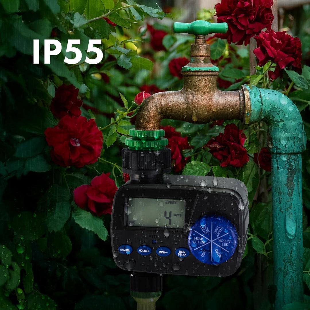 Green Blue Digital Bewässerungssteuergerät mit Display | Elektronischer Bewässerungstimer mit IP55 S