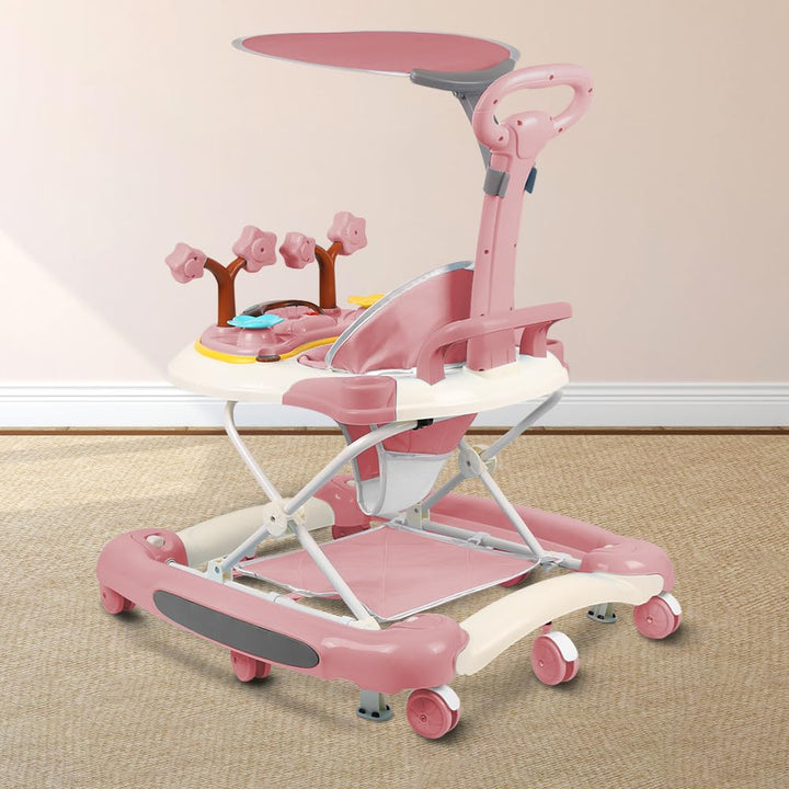 Homewell 3in1 Lauflernhilfe mit Markise, Schiebegriff und Musik, Baby Gehwagen Klappbar, Gehfrei, 5