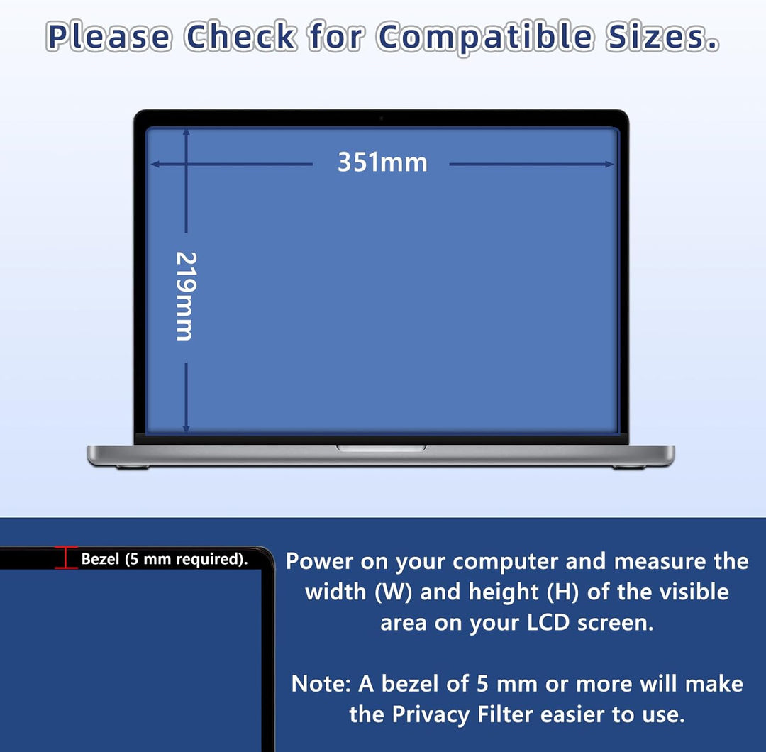 Blickschutzfilter für Laptop 16 Zoll, [Magnetisch] Displayschutzfolie für Lenovo Hp Dell Acer Asus,