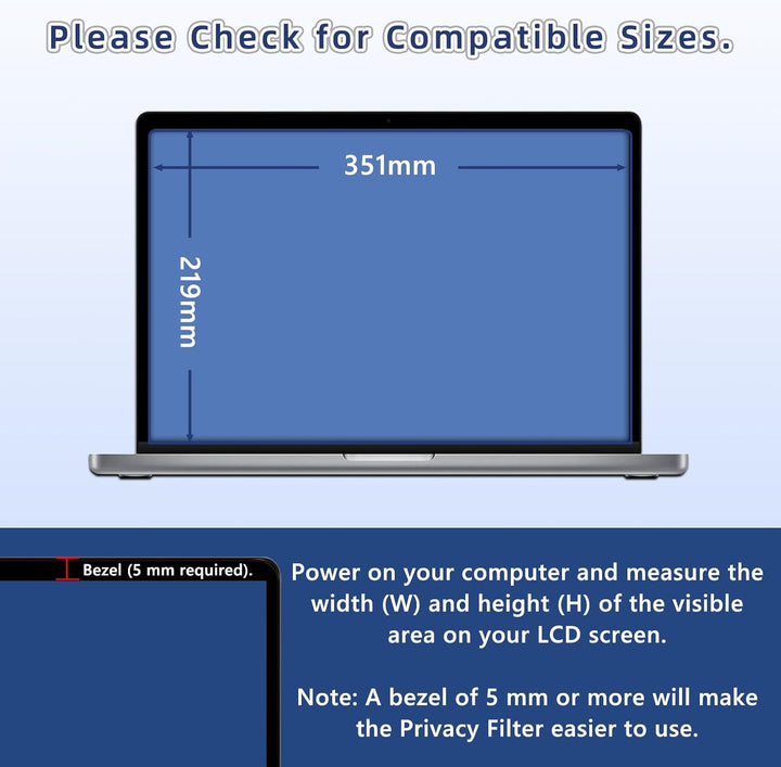 Blickschutzfilter für Laptop 16 Zoll, [Magnetisch] Displayschutzfolie für Lenovo Hp Dell Acer Asus,