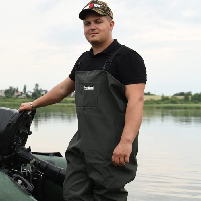 FortMen Wathose Herren Anglerhose mit Stiefel Gr 38-47 wasserdichte Watthosen Teich Fischer Watstief