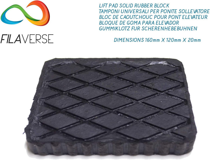 Gummiauflage 160x120x20mm - KIT mit 4 gummiklotz für Kfz Hebebühnen. Abmessungen des Gummiklotzes E1