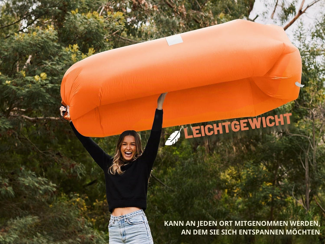wekapo aufblasbar Air Liege, Blow Up Sofa für Camping, Reisen und Strand, Orange, Orange