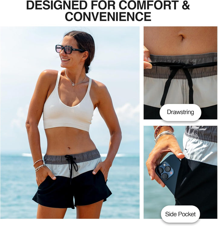 Kanu Surf Damen Boardshorts 4 Belmar Schwarz, 4 Belmar Schwarz