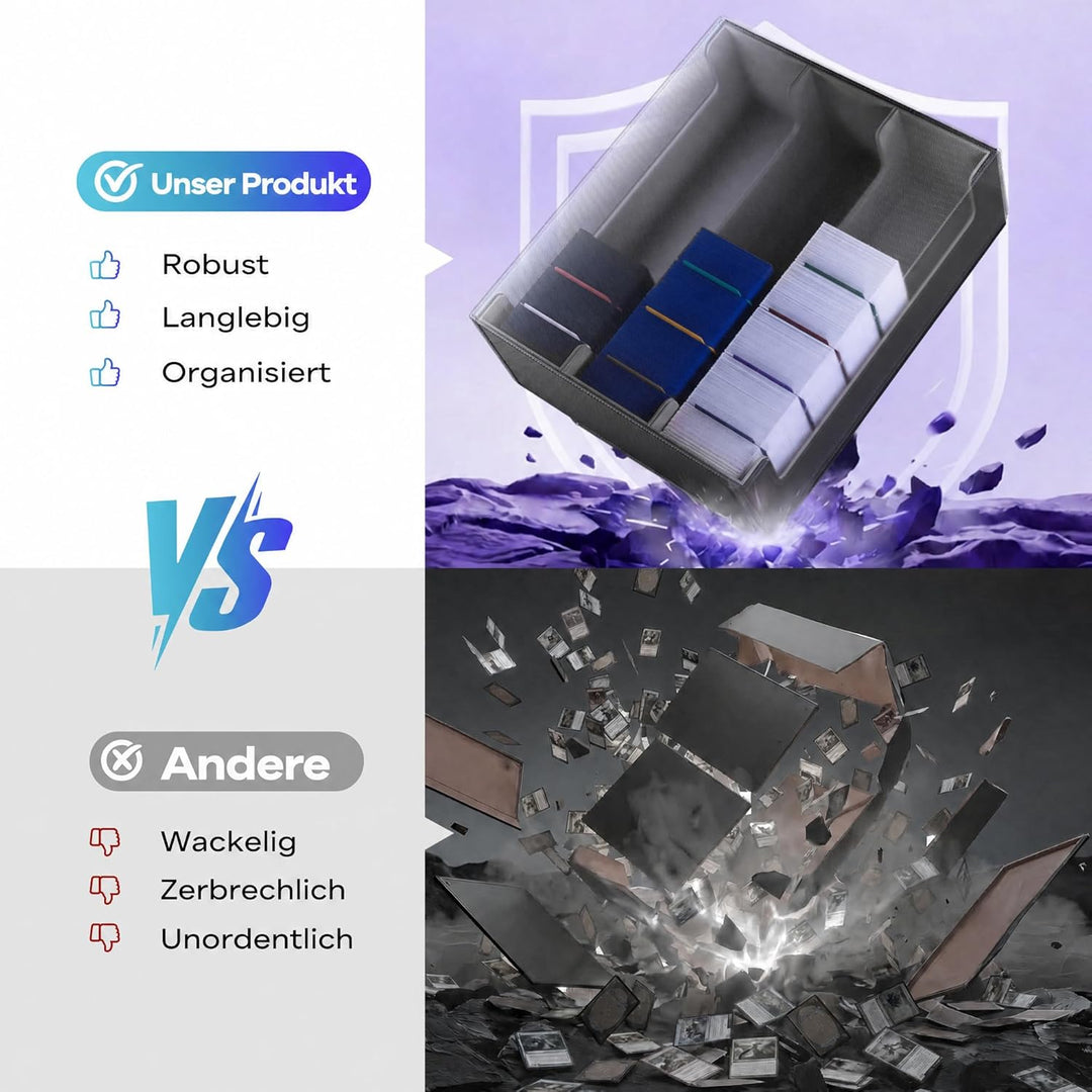 Sammelkarten-Aufbewahrungsboxen für 1800+ Karten, Premium Magnetic Deck Boxen, Leather Deck Case mit
