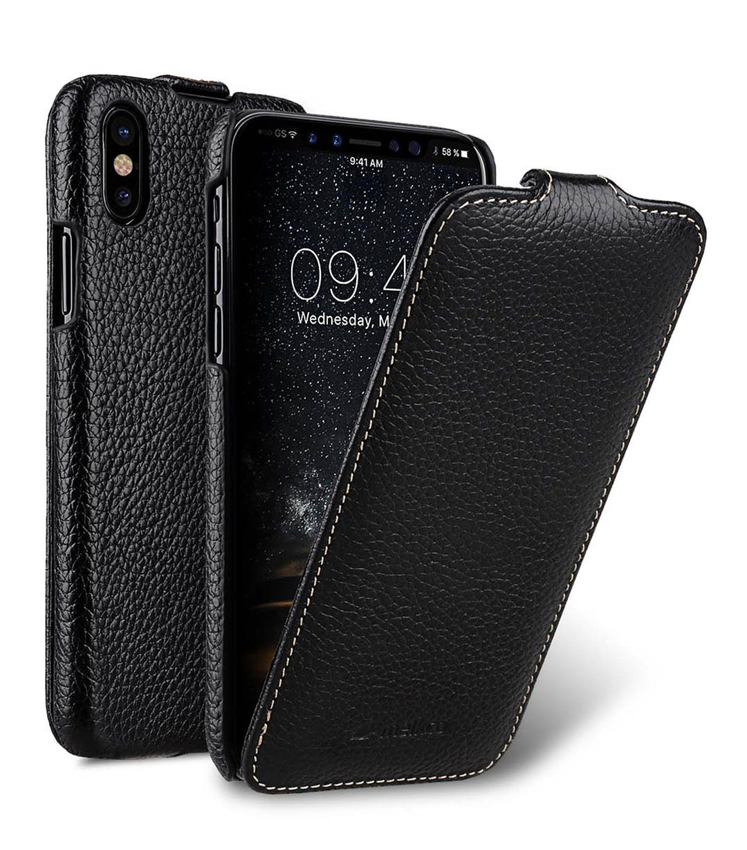 Edle Tasche für Apple iPhone XS und iPhone X / Case Aussenseite aus beschichtetem Leder / Schutz-Hül
