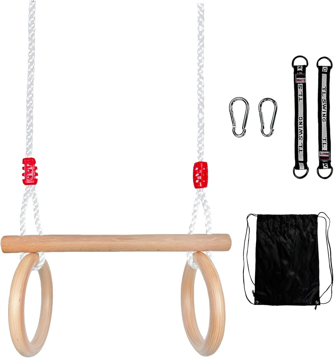 Trapez Schaukel Garten,Kinderschaukel Outdoor Indoor Kinderschaukel aus Holz 2 in 1 Therapieschaukel