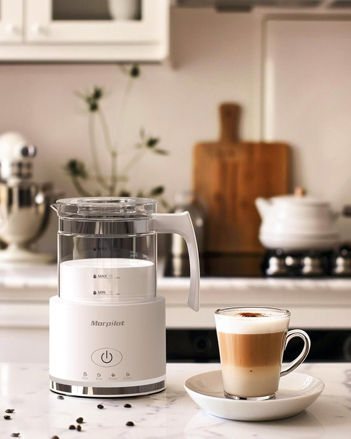 Morpilot Milchaufschäumer Elektrisch, 4 in 1 Milchschäumer für Heisser und Kalter, 600W 500ml, Spülm