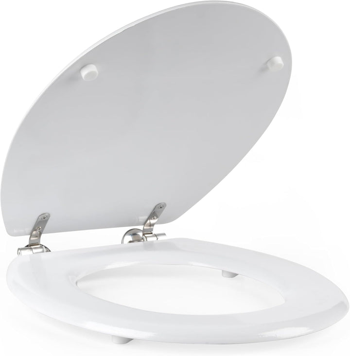 Beldray WC Sitz mit Absenkautomatik, Toilettensitz Holz Abnehmbar, Klodeckel Oval mit Soft Close 43c