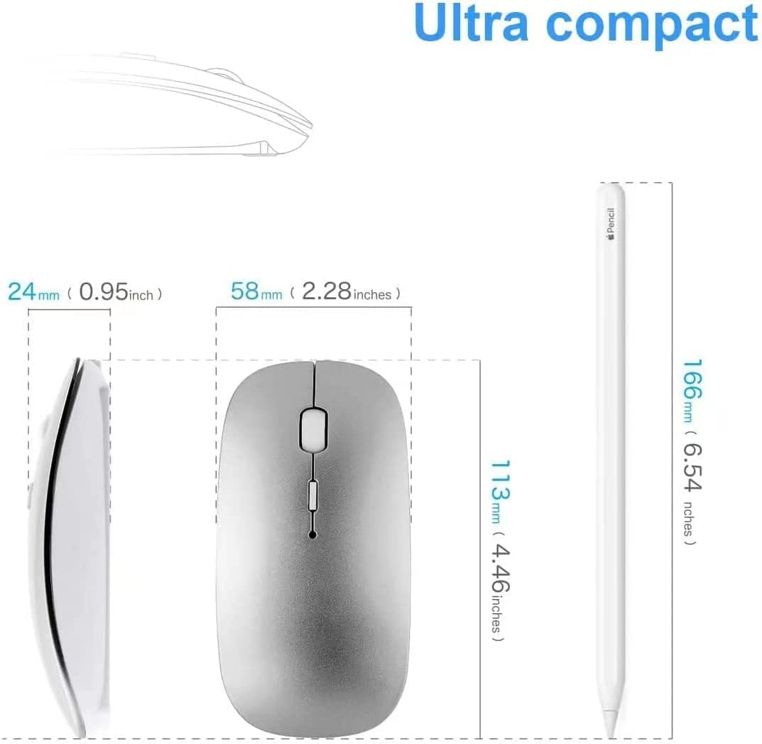 AE WISH ANEWISH Bluetooth Maus with USB-C-Adapter fur Mac/iPad/iPhone/PC/Computer, wiederaufladbar g