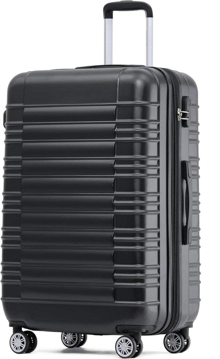 BEIBYE Zwillingsrollen Reisekoffer Koffer Trolleys Hartschale M-L-XL-Set (Schwarz, XL) Schwarz XL