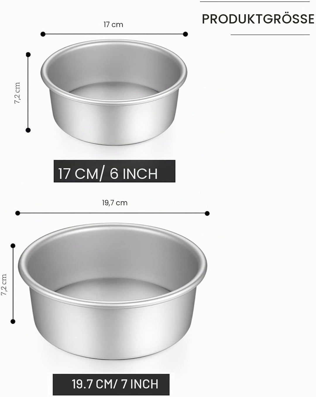 Gesentur Kuchenform Rund Backformen Set aus Eloxiertem Aluminium Antihaftbeschichtung, mit Boden Abn