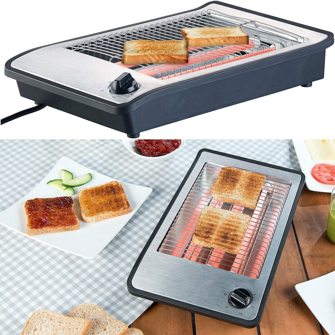 Rosenstein & Söhne Toaster: Flachtoaster für bis zu 4 Brötchen, 3 Heizelemente, Timer, 600 Watt (Tis