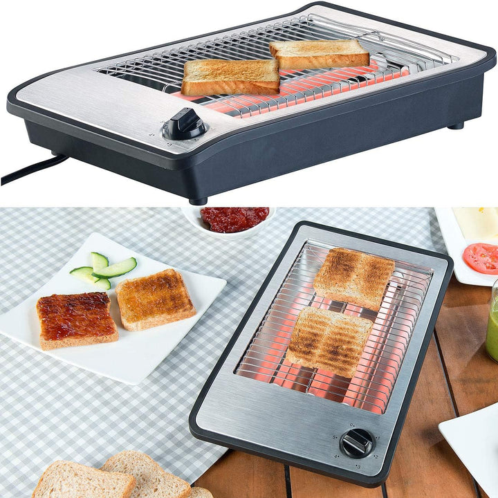 Rosenstein & Söhne Toaster: Flachtoaster für bis zu 4 Brötchen, 3 Heizelemente, Timer, 600 Watt (Tis