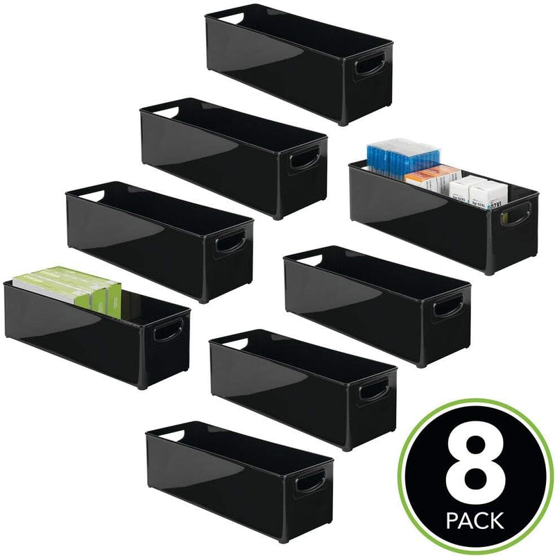 mDesign 8er-Set Schreibtisch Organizer mit Griffen – tragbares Schreibtisch Ordnungssystem aus Kunst