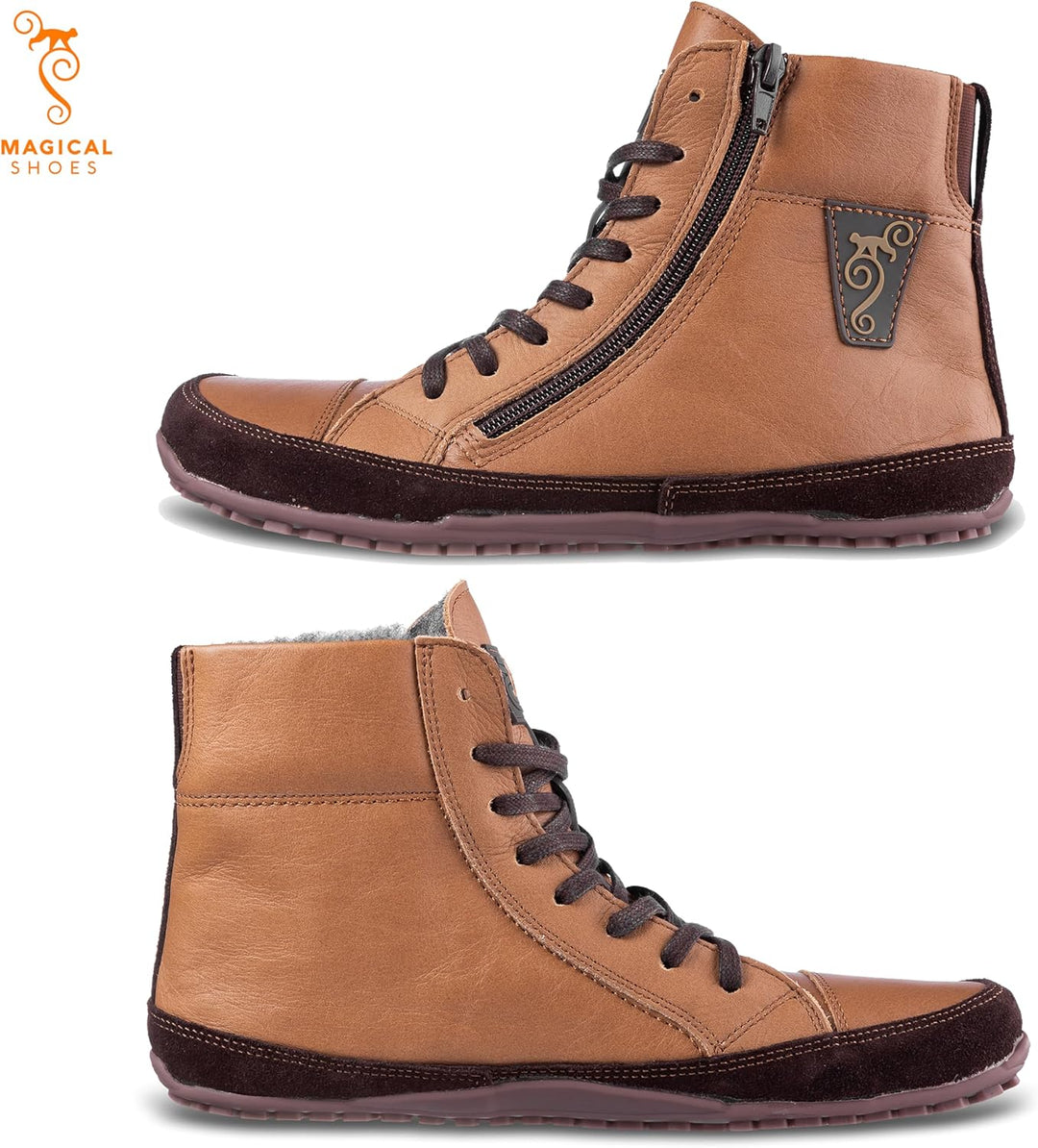 Magical Shoes Barfussschuhe gefüttert für Damen & Herren, Schnürstiefel, Stiefel Winter, minimalisti