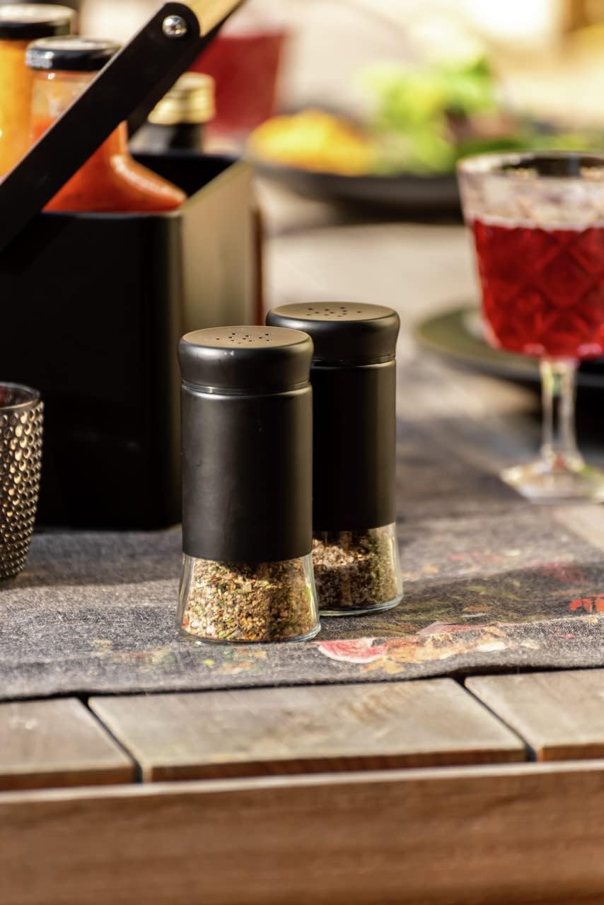 WENKO Glas Gewürzstreuer Boga, Grillzubehör mit 0,14 L, Black Outdoor Kitchen Gewürz-Streuer für Gew