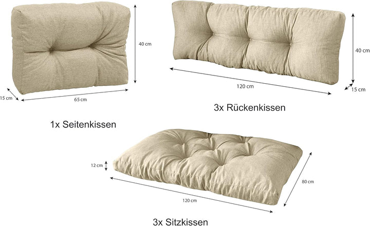 sunnypillow Palettenkissen 7er Set für Europaletten Indoor und Outdoor Palettenpolster Palettensofa