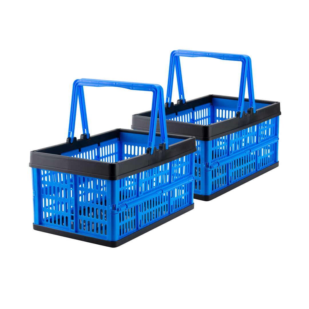 Grizzly kleine Klappbox faltbar mit Henkel, 2er Set, blau, je 16 L, Faltbox nutzbar als klappbarer E
