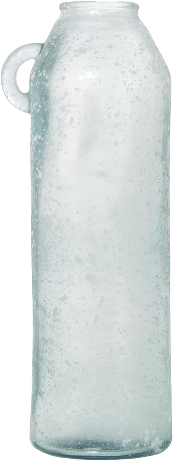 DRW Bodenvase aus recyceltem Glas, Weiss, 14 x 16 x 45 cm