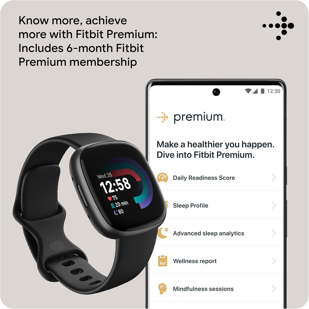 Fitbit Versa 4 Bundle (with Sports Band) Fitness Smartwatch with Built-in GPS and up to 6 Days Batte