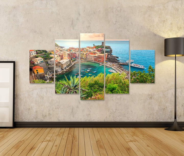 islandburner Bild auf Leinwand Vernazza Dorf Atemberaubender Sonnenaufgang Cinque Terre Italien Euro