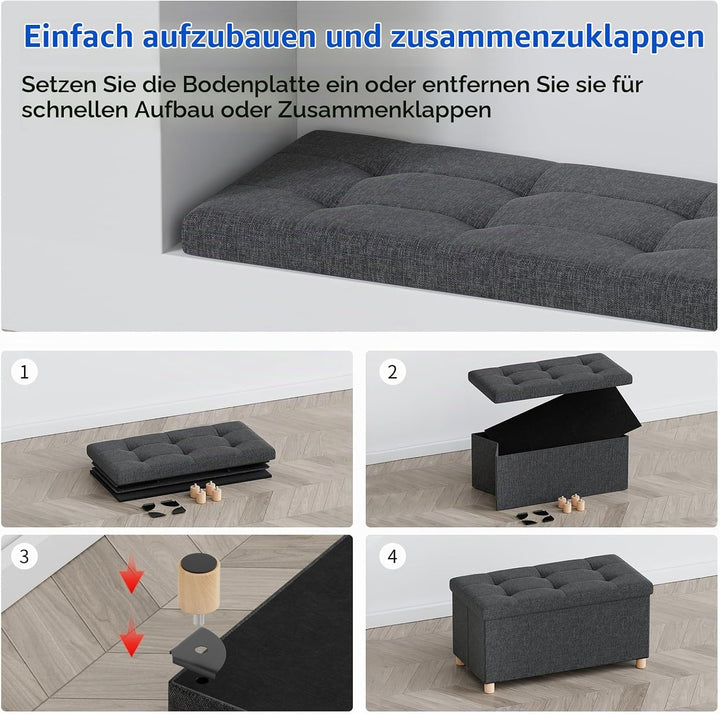 BRIAN &amp; DANY Sitzbank mit Stauraum, Sitztruhe Sitzhocker Fusshocker, Faltbar Sitztruhe Sitzhocker mi
