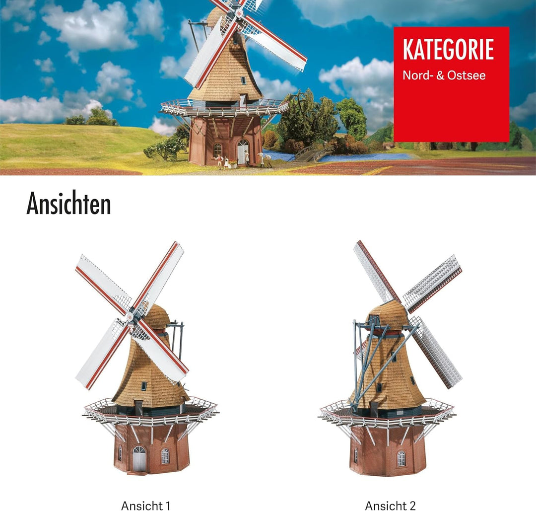 FALLER Windmühle Modellbausatz mit 169 Einzelteilen 180 x 180 x 320 mm I Modelleisenbahn Zubehör H0