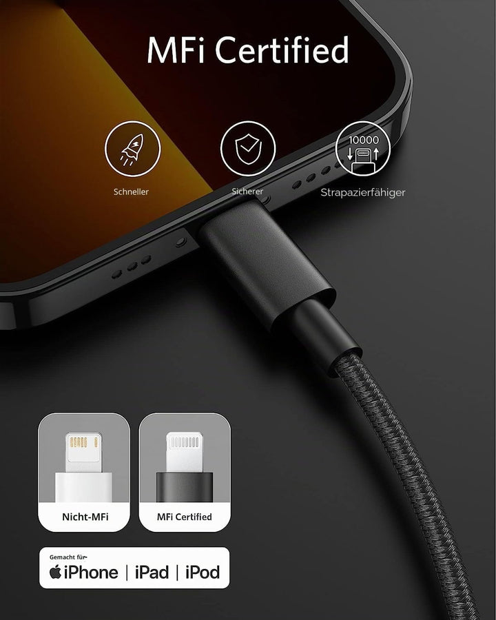 Anker USB C Lightning Kabel, 331 USB C auf Lightning Ladekabel 180cm, MFi zertifiziert, New Nylon Sc