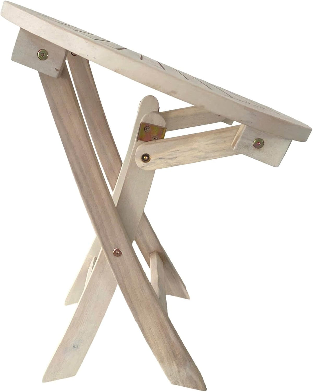 ESTEXO Gartentisch Balkontisch Beistelltisch 48 cm Rund Akazienholz Klapptisch Tisch Holztisch Weiss