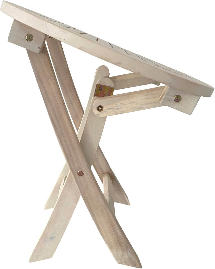 ESTEXO Gartentisch Balkontisch Beistelltisch 48 cm Rund Akazienholz Klapptisch Tisch Holztisch Weiss