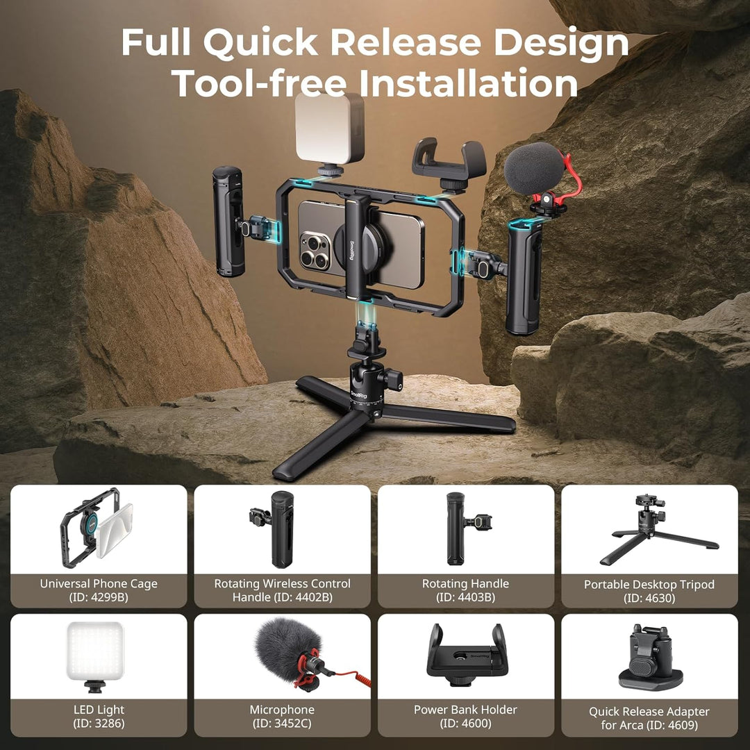 SmallRig All-in-One Universal Quick Release Phone Video Rig Kit Pro, Telefonstabilisator-Rig-Kit mit